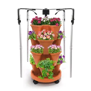 4 Schichten blumenförmige vertikale Pflanzer Töpfe Bodenkultur Indoor-Garten Anbau für Erdbeere Gemüse Blumen