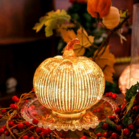 Usine directe en gros Halloween clignotant verre LED citrouille décoration lanterne cadeau citrouille halloween écologique