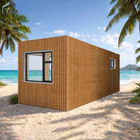 Maison Conteneur Revêtement Bois Grandes Baies Vitrées Cabine Modulaire Préfabriquée Habitat Extérieur