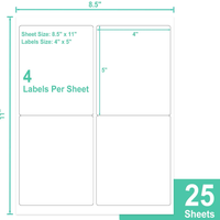 Étiquettes autocollantes imperméables anti-rayures résistantes à l'huile pour codes-barres, blanc mat, sans BPA, 4x5 pouces, 100 feuilles/boîte, inscriptibles, pour expédition