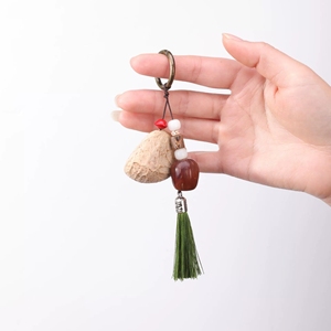 Wholesale Bohemian Natural Fruit Shell Keyring DIY Bodhi‑seed Beads <b>Tassel</b> <b>Key</b> Chain Backpack Pendant - Product Image 1