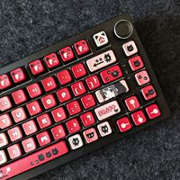 Capuchons de touches de clavier mécanique XDA haute performance personnalisés 119, série monstre animée Fille Chat Rouge et Noir, sublimation de personnalité