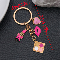 Niedlicher Cartoon-Make-up-Schlüsselanhänger: Emaille-Lippenstift- & Lippen-Charm-Schlüsselring für Mädchen, Geldbörsen, Rucksäcke, Frauen, Mädchen, Festivalgeschenke, DIY-Schmuck