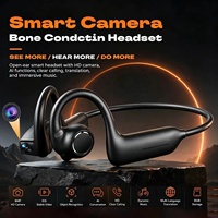 Casque intelligent à conduction aérienne E12 avec caméra 8MP, traduction IA, enregistrement photo, vidéo et audio, écouteurs sportifs à oreille ouverte