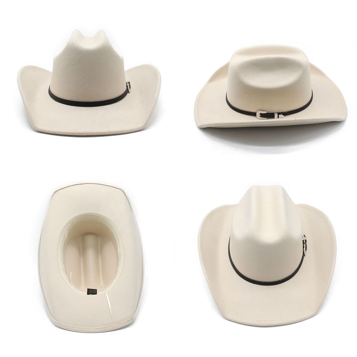 Western Cowboy Hat Roll Up Fedora with Buckle Belt Unisex Western Cowboy Hat for Men Women Classic Roll Up Fedora Hat  main image 2