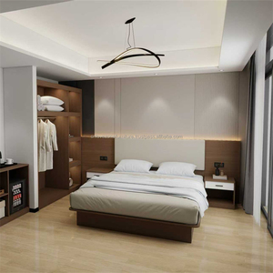 3 Star Hotel Full Room Furniture Modern Bedroom Sets Cheap Wooden <b>Bed</b> <b>Frame</b> With Headboard Nightstands TV Stand & Wardrobe - Product Image 2