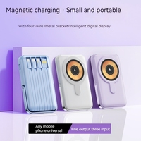 Nouvelle conception, batterie externe portable magnétique sans fil 10000mAh 22.5W à charge rapide 15W avec câbles intégrés et support pour téléphone