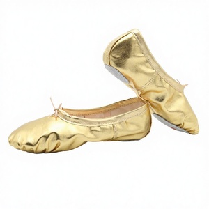 Zapatillas de Ballet Doradas para Mujer, Parte Superior de PU, Suela de Cuero Genuino, Forro de Algodón, Zapatillas Planas Suaves para Yoga, Gimnasia y Baile - Product Image 2