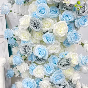 Söz düğün zemin beyaz mavi çiçekler kemer sahne dekoratif parti için yapay çiçekler kemer