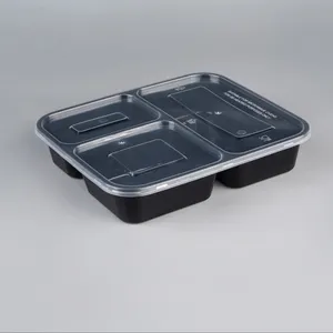 S1031 Recipientes de plástico para preparação de refeições com tampas, caixa retangular à prova de vazamentos de 1000ml para armazenamento de alimentos para restaurante