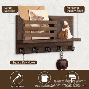 Wooden <b>Wall</b> <b>Mounted</b> Key Holder With Mail Slot And Storage <b>Shelf</b> For Entryway Organization - Product Image 5