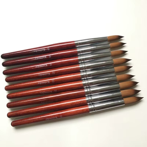 แปรงอะคริลิคสำหรับทำเล็บ ขนโคเลนสกี้แท้ 100% ด้ามไม้สีแดง ปลายแปรงแบบจีบ ขนาด 8 ถึง 24 สำหรับใช้กับผงอะคริลิคในร้านทำเล็บ - Product Image 2