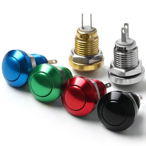 8mm Mini đầy màu sắc nhôm đẩy nút chuyển đổi IP65 không thấm nước tạm thời bóng đầu 2pins đỏ xanh vàng xanh đen bạc - Product Image 1