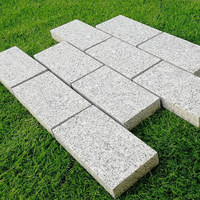 Dalles de pavage en granit poli modernes pour l'extérieur, dalles de pierre à face et à bord flammées bon marché pour allée, jardin, patio