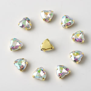 10mm or griffe coeur strass bricolage à la main couture vêtements accessoires Hot Fix coudre sur strass beauté décoration - Product Image 4