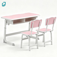 Ensemble Chaise et Table d'Écolier Double Réglable en Hauteur, Mobilier de Classe avec Rangement pour Étudiants, Idéal pour Projets Scolaires