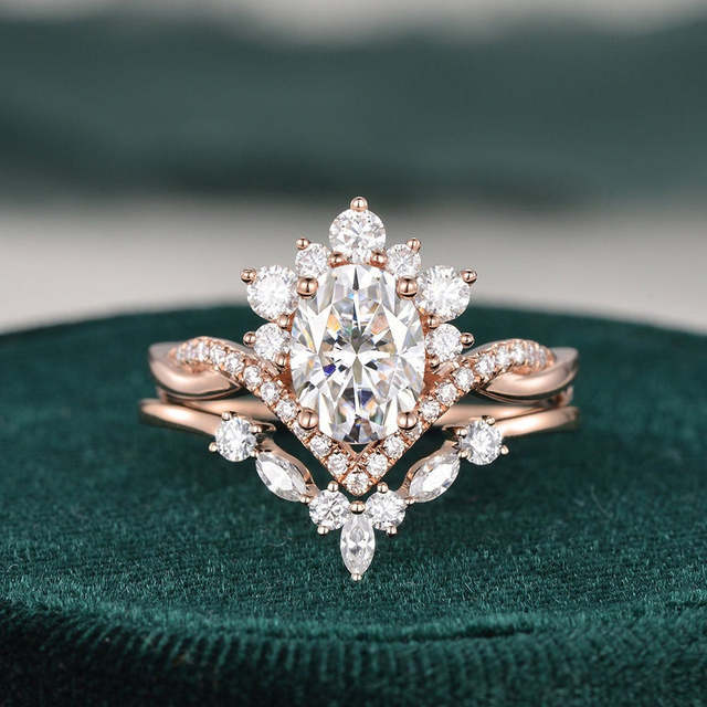 Hot Selling Design Custom Moissanite Jewelry Fashion 14k Gold Wedding Rings Oval Cut Diamond Engagement Ring