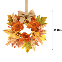 Guirlande d'automne artificielle pour porte avec feuilles d'érable, fleurs et nœud en toile de jute, décoration pour la maison, Thanksgiving, mariage