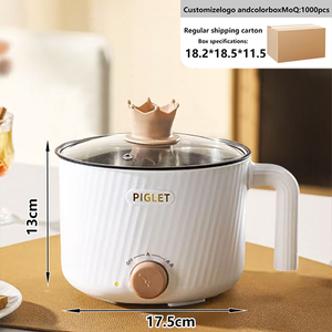 High End Non <b>Stick</b> Electric Mini Electric Skillet with Tempered Glass Lid Round 1.8L Capacity for Boiling Steaming Outdoor Use - Product Image 4