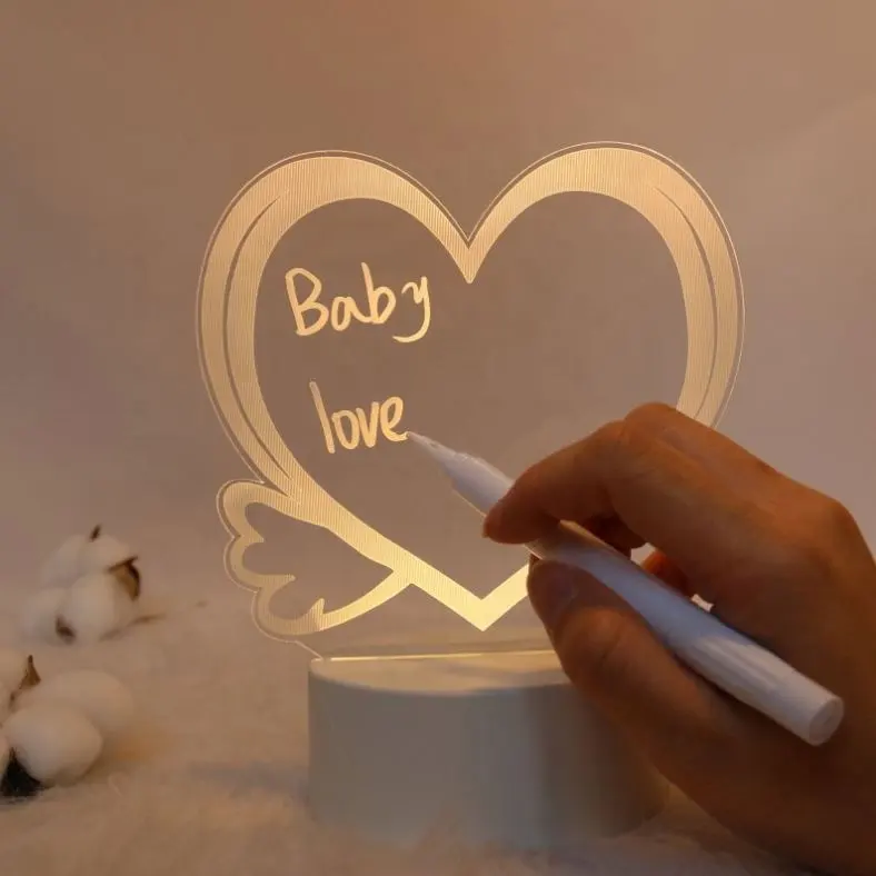 Creative LED Note Board Night Light USB Rewritable Message Board Warm Soft Light Acrylic Lamp For Children Girlfriend Decoration