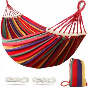 Hamac de camping portable double en coton, fait main en macramé, pour l'extérieur et l'intérieur - Product Image 2