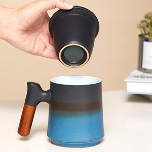Ensemble de tasses <span class=keywords><strong>à</strong></span> café <span class=keywords><strong>en</strong></span> céramique <span class=keywords><strong>avec</strong></span> <span class=keywords><strong>infuseur</strong></span> et couvercle, <span class=keywords><strong>tasse</strong></span> <span class=keywords><strong>à</strong></span> <span class=keywords><strong>thé</strong></span> pour feuilles entières, poignée <span class=keywords><strong>en</strong></span> bois de rose, <span class=keywords><strong>tasse</strong></span> <span class=keywords><strong>en</strong></span> céramique - Product Image 3