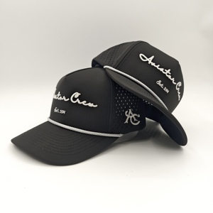 Sleek Modern Look 5 Panel Golf <b>Cap</b> Custom Embroidery Logo Low MOQ OEM Laser Perforated Breathable Performance Functional Apparel - Product Image 2