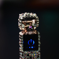 Nouveau briquet rechargeable électronique de luxe en strass USB diamant coupe-vent