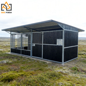 Stalle Prefabbricate Temporanee in Acciaio per Cavalli, Box Portatile da Esterno con Tetto e Rastrelliera per Fieno, per Fattoria, Maiali, Polli, Cani e Conigli 3x3m - Product Image 6