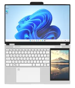 2024 Atacado novo computador de 15.6 polegadas + 7 polegadas 180 abertura tipo C N95 touchscreen duplo laptop empresarial