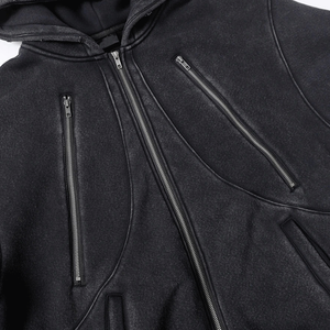 Moda personalizzata di alta qualità in cotone pesante vecchio taglio bianco sbiadito cerniera tendenza Casual innovazione popolare <span class=keywords><strong>oltre</strong></span> gli uomini felpa con cappuccio - Product Image 3