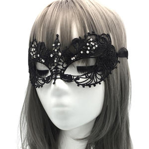 Siyah dantel maskeli maske kırmızı Rhinestones köpüklü göz maskesi zarif kostüm aksesuarı parti topu olay için - Product Image 5