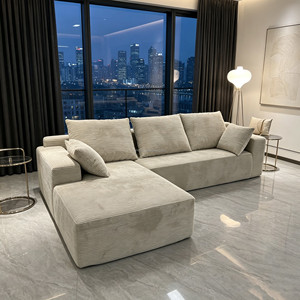 Divano Componibile Angolare a 2 Pezzi in Tessuto Corduroy con Rivestimento Rimovibile per Appartamenti e Showroom - Product Image 1