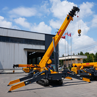 Mini-grue araignée sur chenilles, flèche télescopique hydraulique, chenilles en caoutchouc, télécommande, grue araignée de 8 tonnes pour la rénovation de bâtiments