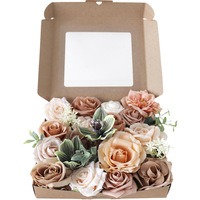 Fleurs artificielles en boîte pour salle de mariage Bouquet de mariée et cadeau d'anniversaire de Noël DIY Design floral fait à la main