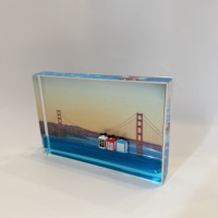 Figurine de poisson miniature 3D flottante en acrylique transparent avec liquide bleu et paillettes, série Océan, souvenir touristique, vente en gros