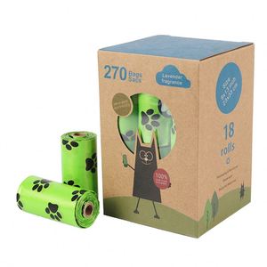 New Style Eco-Friendly <b>Compostable</b> Degradable Dog Poop Bag Waste Bag Pet Cleaning Bag 18 Rolls Per Box Lavender Scented - Product Image 2