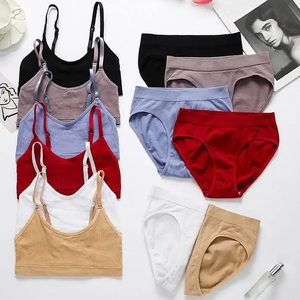 Conjuntos de lencería personalizados: Sujetador y bragas sin costuras, sexy, elástico, deportivo, bralette, top corto, traje de sujetador para mujer - Product Image 4