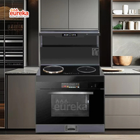 Cuisinière multifonction intelligente intégrée, cuisinière électrique à 2 brûleurs avec four et hotte intégrés, acier inoxydable, usage domestique