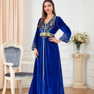 Robe Abaya Musulmane Vintage pour Femmes Longueur au Sol Manches Courtes Vêtement Hijab Tenue de Soirée Tissu Anti-Rétrécissement - Product Image 2