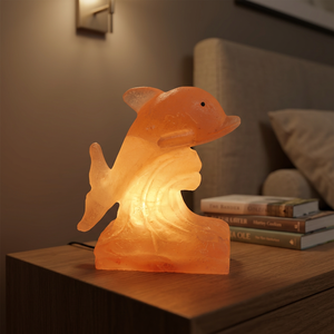 Lámpara de Sal del Himalaya Roja Hecha a Mano, Luz de Cristal Natural con Base de Madera Sólida para Decoración de Mesa, con OEM - Product Image 1