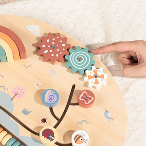 Tavola Sensoriale in Legno per Bambini, Gioco da Tavolo per Bambini di <span class=keywords><strong>1</strong></span> 2 3 Anni, Tavola delle Attività Arcobaleno per Bambini - Product Image 4