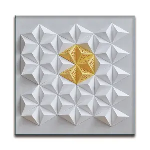 现代抽象酒店墙壁装饰三角马赛克3D纸折叠艺术品
