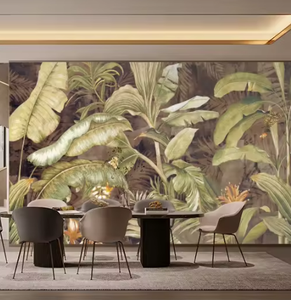 Papier peint <span class=keywords><strong>mural</strong></span> personnalisé imprimé en 3D avec des plantes tropicales, autocollants muraux peints à la main, paysage naturel, <span class=keywords><strong>jungle</strong></span>, feuilles de bananier, murale - Product Image 2