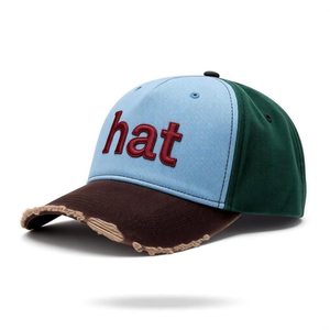 Gorra de Béisbol Azul Claro, Verde y Marrón, Bordada con Logotipo de Letras, 6 Paneles, Ajustada, Unisex, Informal, de Sarga, para Primavera y Verano - Product Image 1