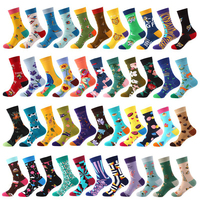 Chaussettes en coton personnalisables pour hommes Logo coloré drôle sur le fond Tissé Style décontracté