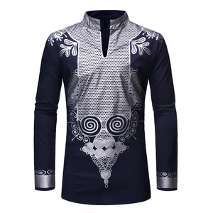 Pull-over d'automne à col montant pour hommes Robe imprimée du chef turc africain pour hommes - Product Image 4