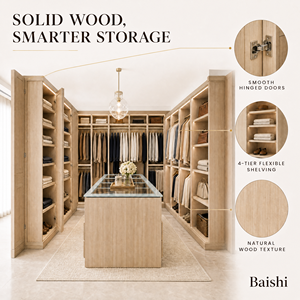 <span class=keywords><strong>Armoire</strong></span> <span class=keywords><strong>de</strong></span> chambre à coucher moderne sur mesure SYBELL en bois massif convertible avec dessus en verre et organisateur <span class=keywords><strong>de</strong></span> vêtements - Product Image 6