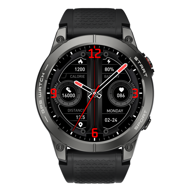 S53Z Smartwatch Heart Rate Blood Oxygen Health Monitoring GPS Activity Tracking BT Calling Waterproof Round Digital Display