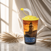 Top Vente Personnalisable En Plastique Drinkware avec Paille Conception Personnalisée Tasse pour Boissons